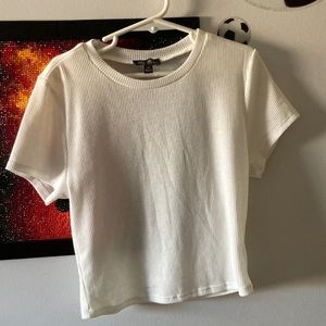 Fitted tee, XS, white,crop top